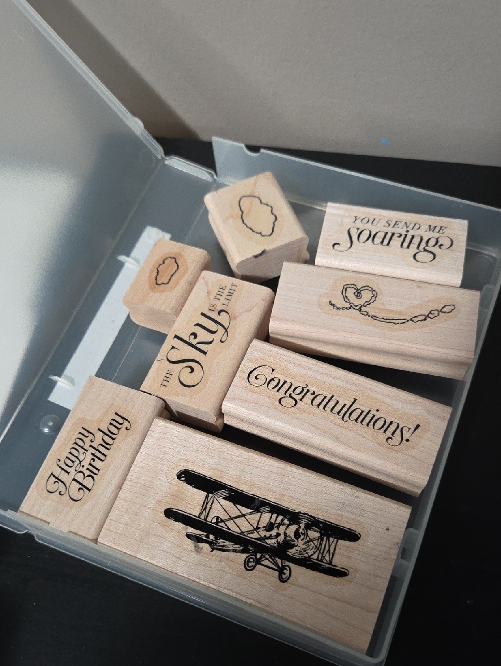 Sky is the Limit Srampin Up Wood Mounted  Rubber Stamp Set